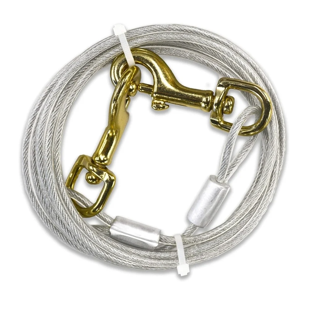 Four Paws NIP Silver Heavy Weight Dog Walk-About Tie-Out Cable 10ft Under 100lbs